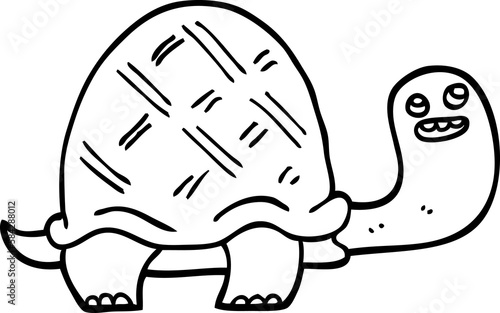 black and white cartoon happy turtle