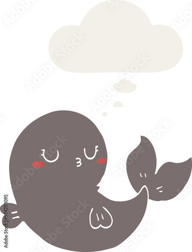 cute cartoon whale and thought bubble in retro style © lineartestpilot