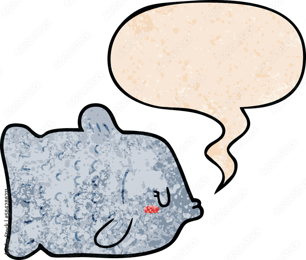 cartoon fish and speech bubble in retro texture style cartoon fish and speech bubble in retro texture style