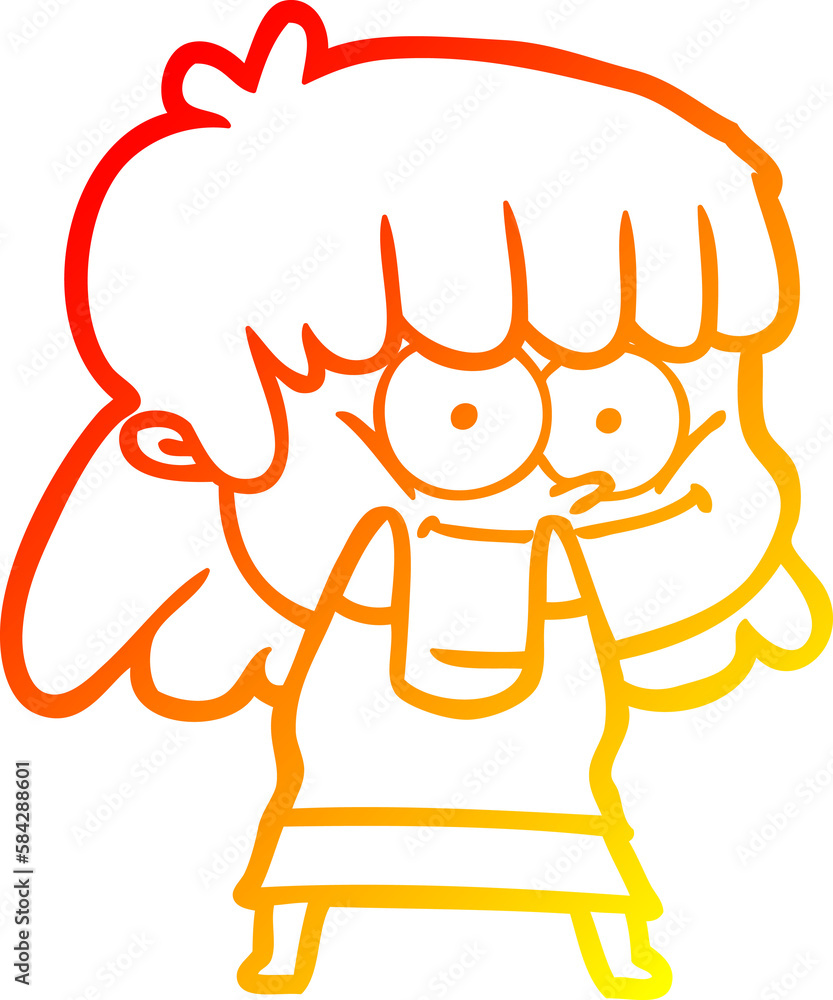 warm gradient line drawing cartoon smiling woman warm gradient line drawing cartoon smiling woman