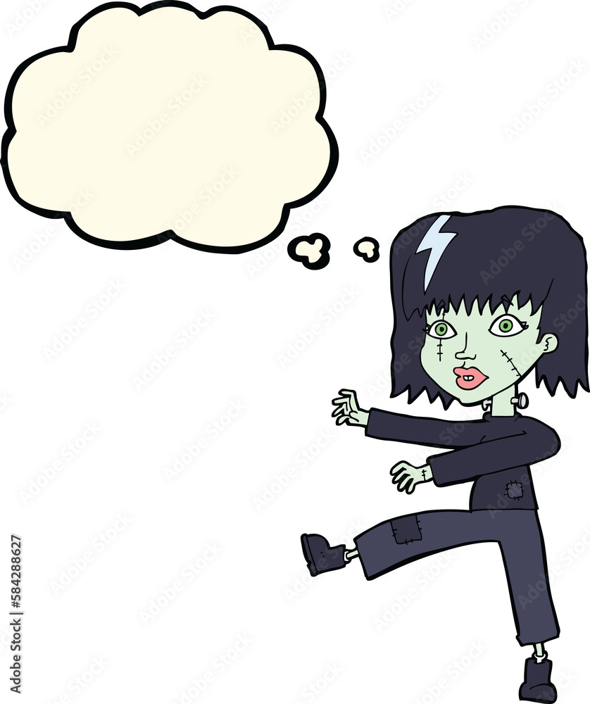 cartoon zombie girl with thought bubble cartoon zombie girl with thought bubble