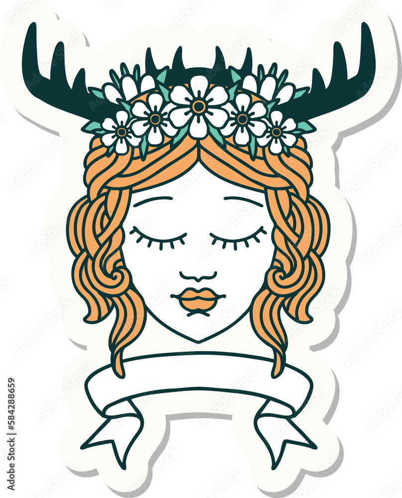 human druid character with banner sticker human druid character with banner sticker
