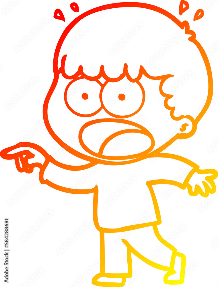 warm gradient line drawing cartoon shocked man pointing warm gradient line drawing cartoon shocked man pointing