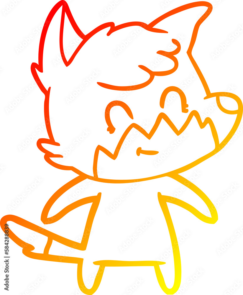warm gradient line drawing cartoon friendly fox warm gradient line drawing cartoon friendly fox