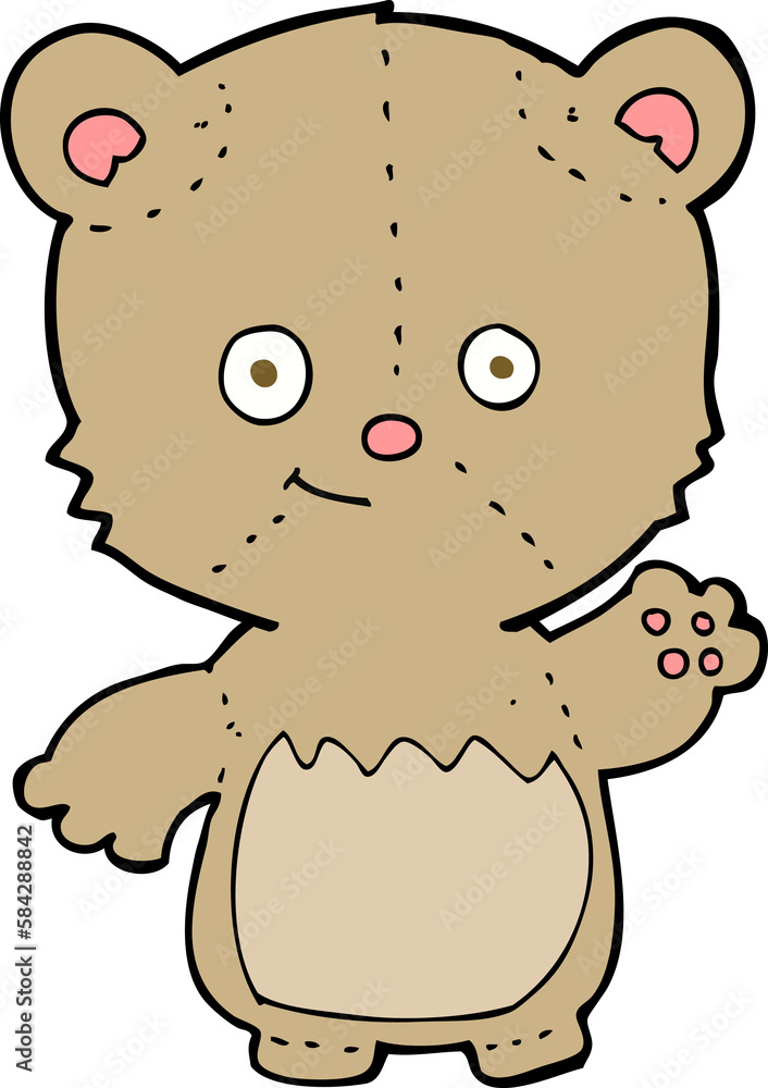 Obraz premium cartoon teddy bear waving