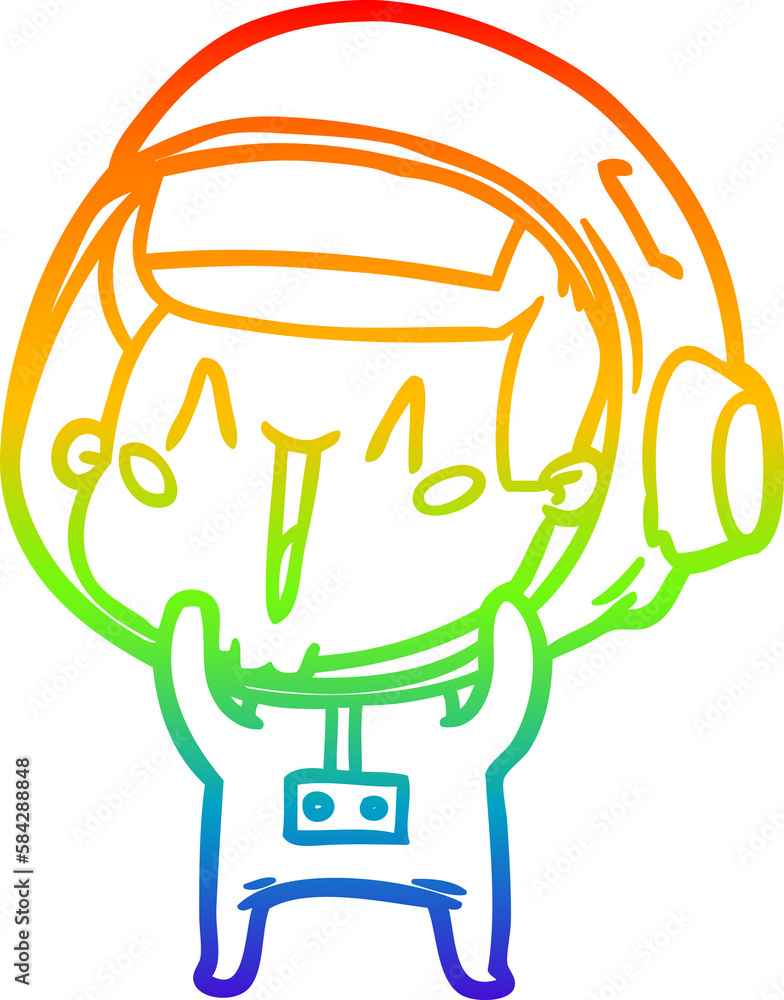 rainbow gradient line drawing happy cartoon astronaut rainbow gradient line drawing happy cartoon astronaut
