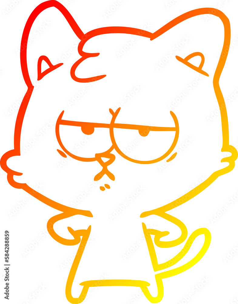 warm gradient line drawing bored cartoon cat warm gradient line drawing bored cartoon cat