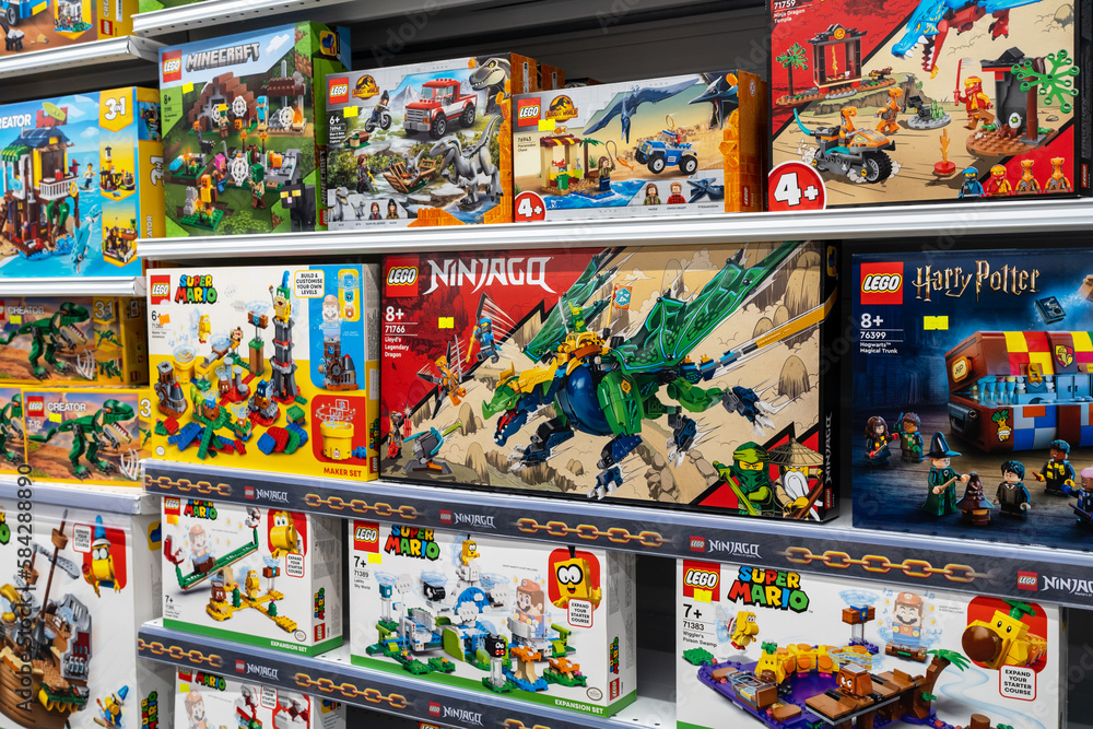 Lego construction kits for sale at Lego Store. Lego is a line of