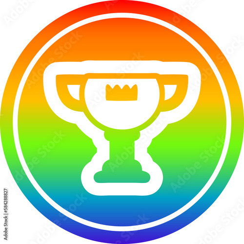 trophy award circular in rainbow spectrum