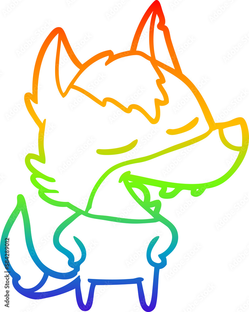 rainbow gradient line drawing cartoon wolf laughing rainbow gradient line drawing cartoon wolf laughing