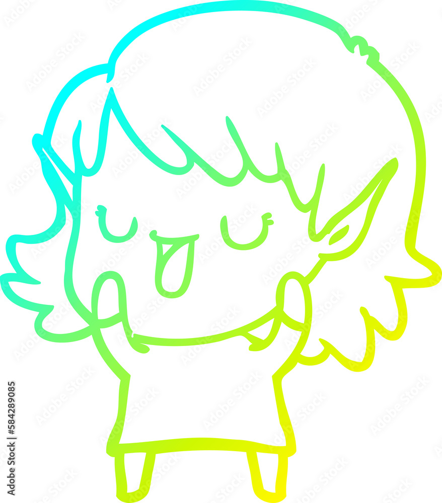 cold gradient line drawing cartoon elf girl cold gradient line drawing cartoon elf girl