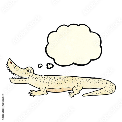 cartoon happy crocodile with thought bubble