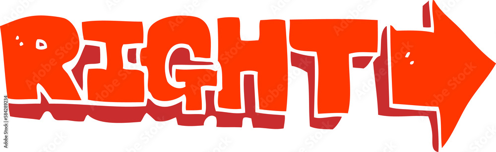 flat color illustration of a cartoon right symbol flat color illustration of a cartoon right symbol