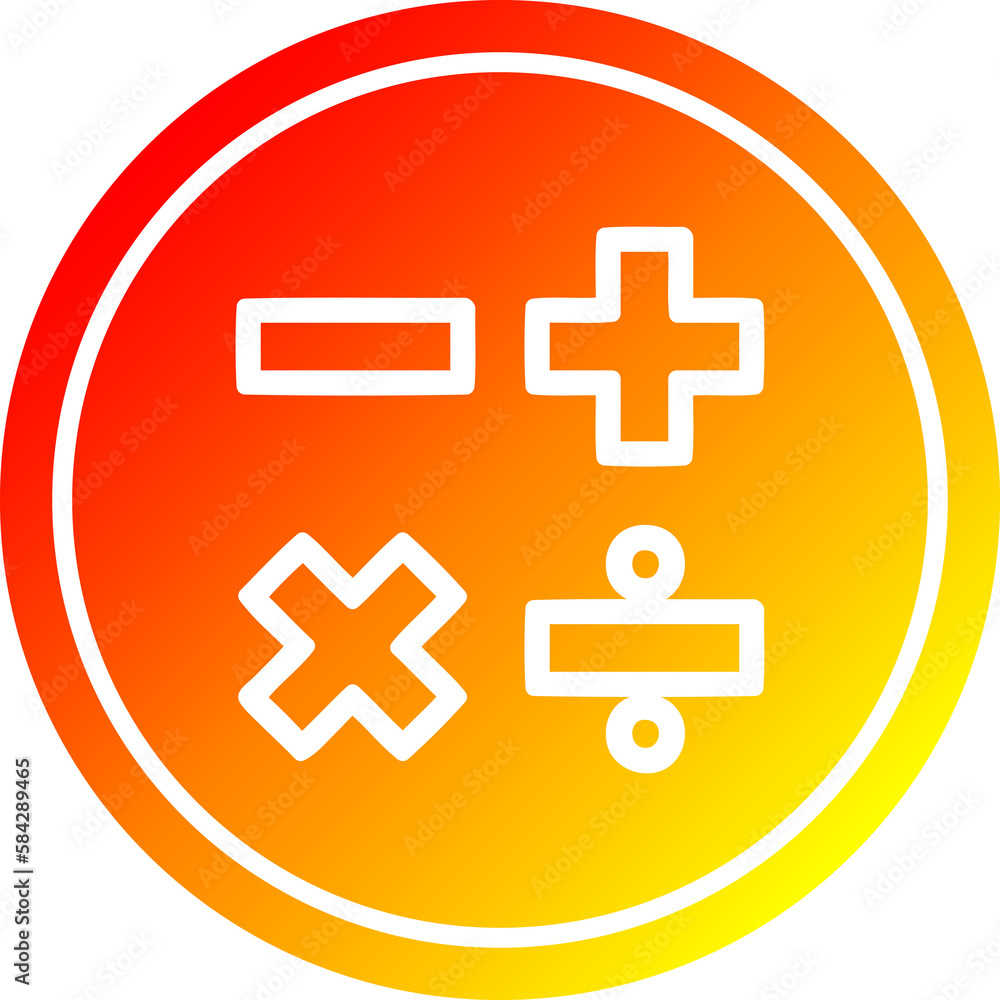 Fototapeta premium math symbols circular in hot gradient spectrum