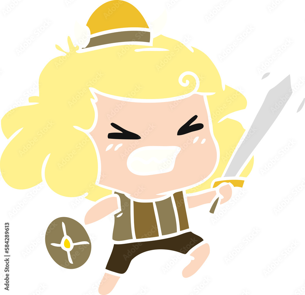 Obraz premium cartoon of kawaii viking child