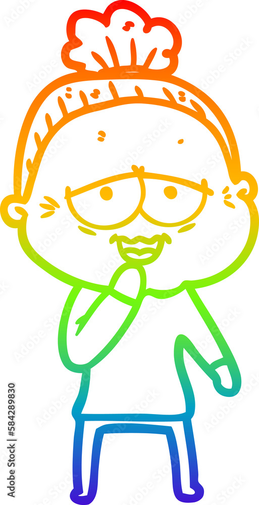 rainbow gradient line drawing cartoon happy old lady rainbow gradient line drawing cartoon happy old lady