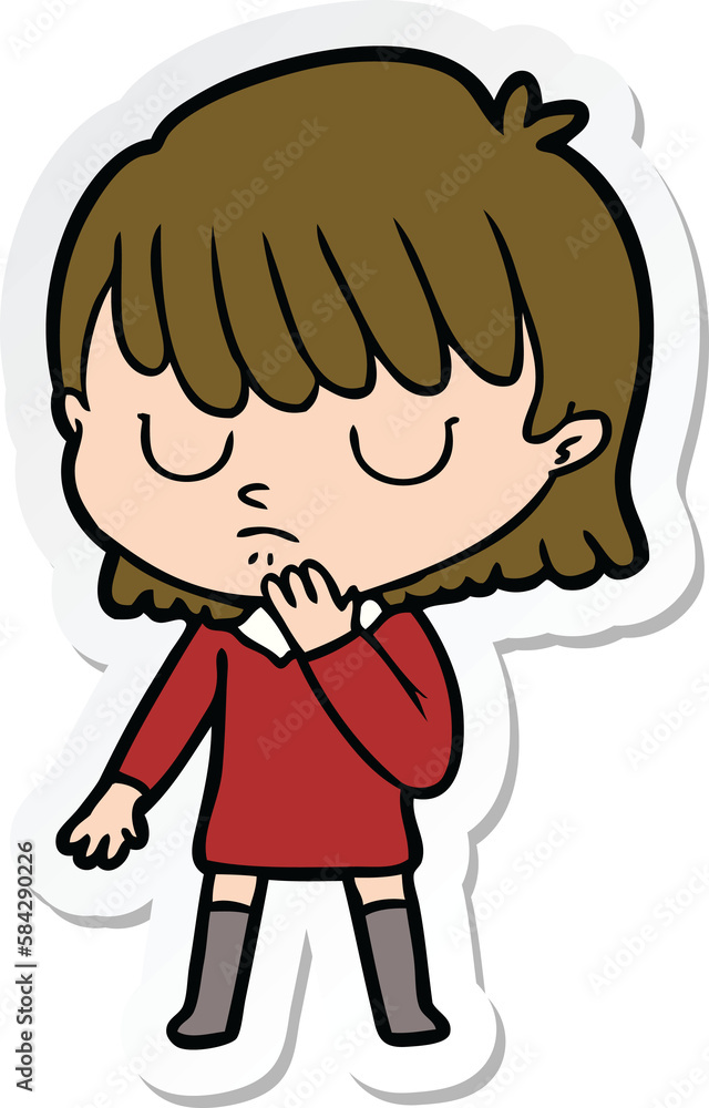 sticker of a cartoon woman sticker of a cartoon woman