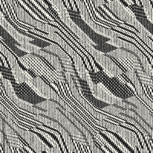 Monochrome Irregularly Knitted Textured Wavy Pattern