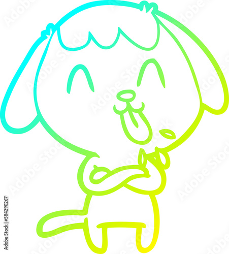 cold gradient line drawing cute cartoon dog