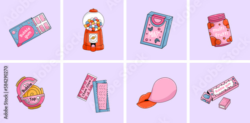 Set of Cartoon bubble gum