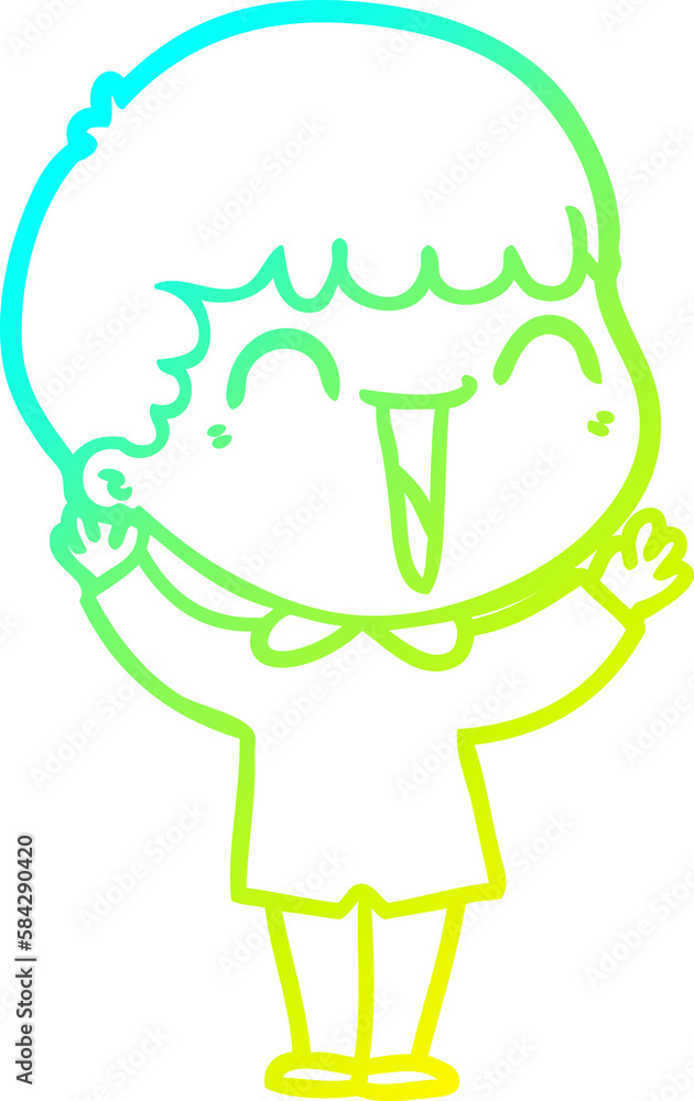 cold gradient line drawing cartoon happy man cold gradient line drawing cartoon happy man