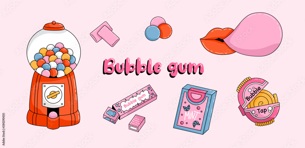 Set of Cartoon bubble gum Set of Cartoon bubble gum