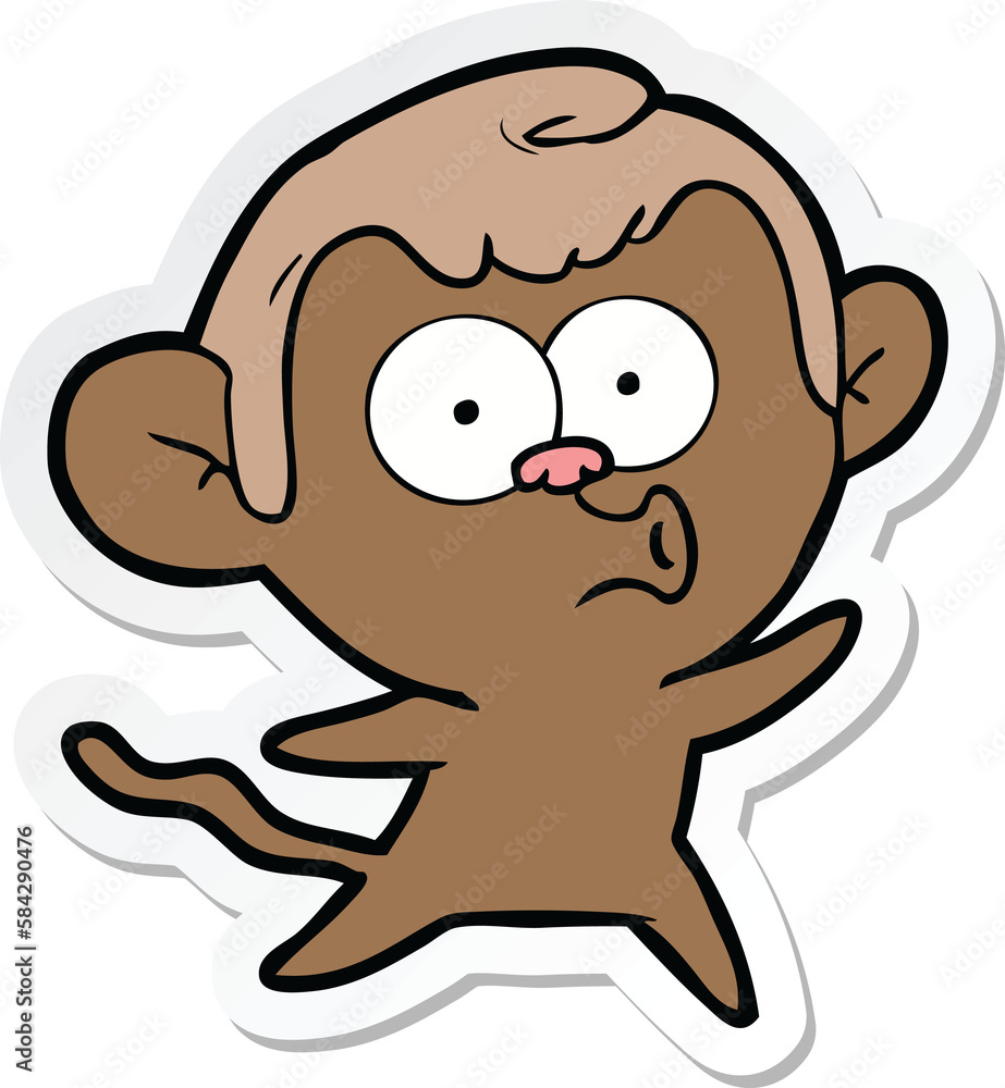 sticker of a cartoon surprised monkey