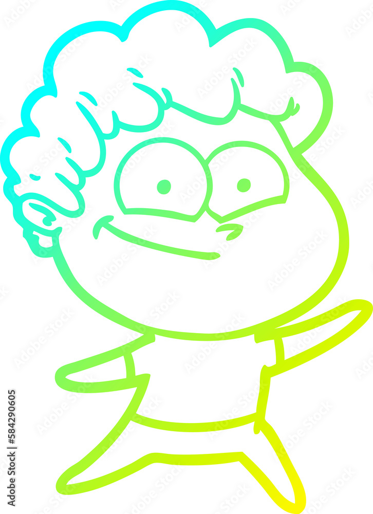 cold gradient line drawing cartoon happy man cold gradient line drawing cartoon happy man