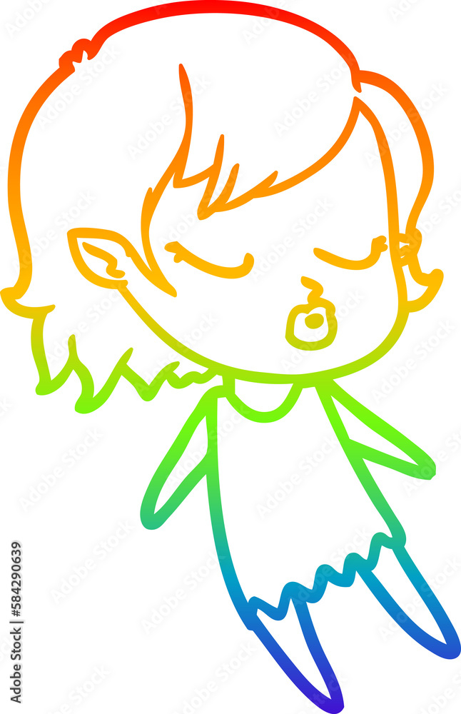 rainbow gradient line drawing cute cartoon vampire girl rainbow gradient line drawing cute cartoon vampire girl