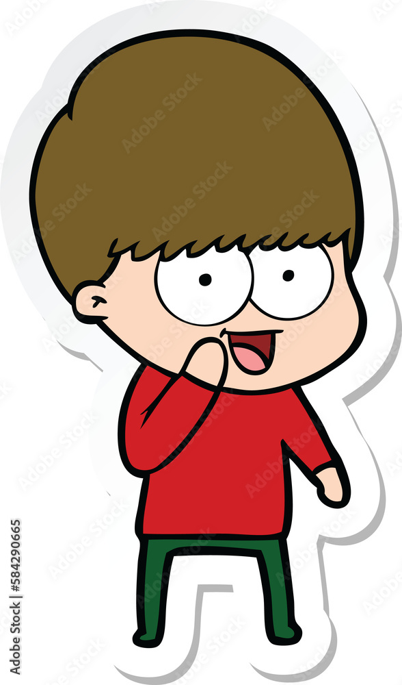 sticker of a happy cartoon boy sticker of a happy cartoon boy