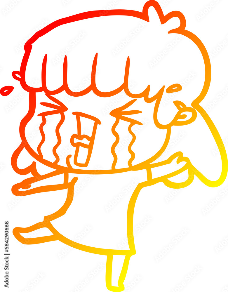 warm gradient line drawing cartoon woman in tears warm gradient line drawing cartoon woman in tears