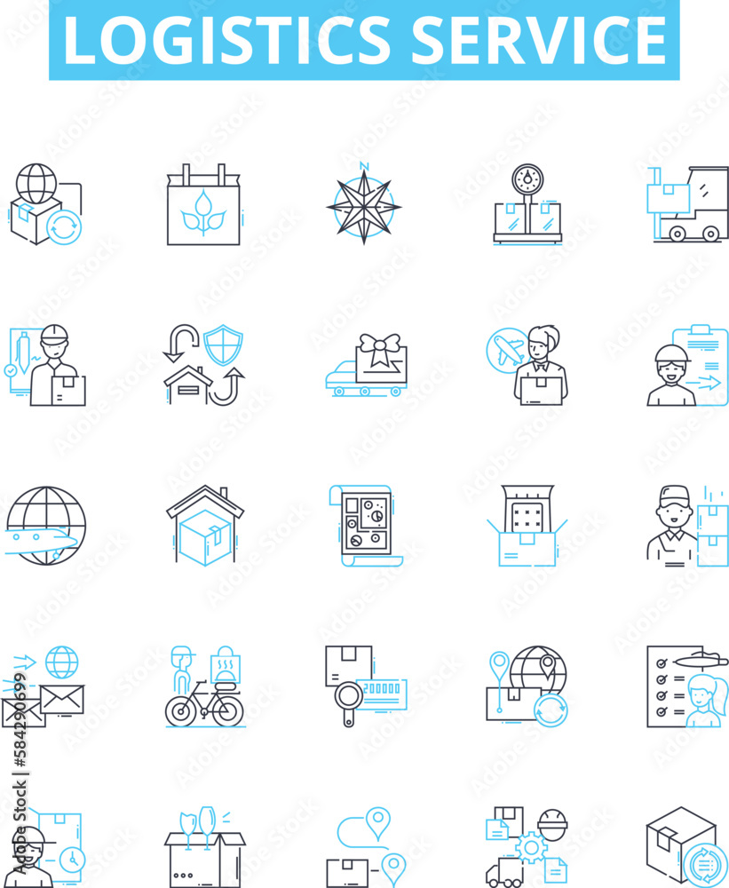 Logistics service vector line icons set. Logistics, Service, Delivery, Shipping, Transport, Storage, Management illustration outline concept symbols and signs