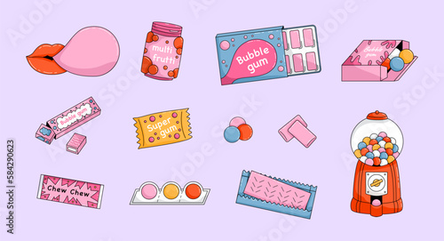 Set of Cartoon bubble gum