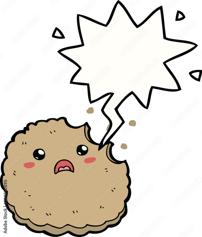 cartoon biscuit and speech bubble