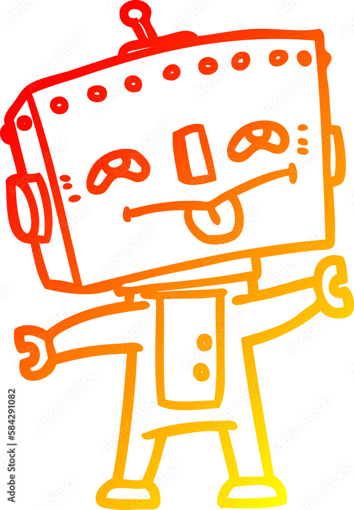 warm gradient line drawing cartoon robot warm gradient line drawing cartoon robot