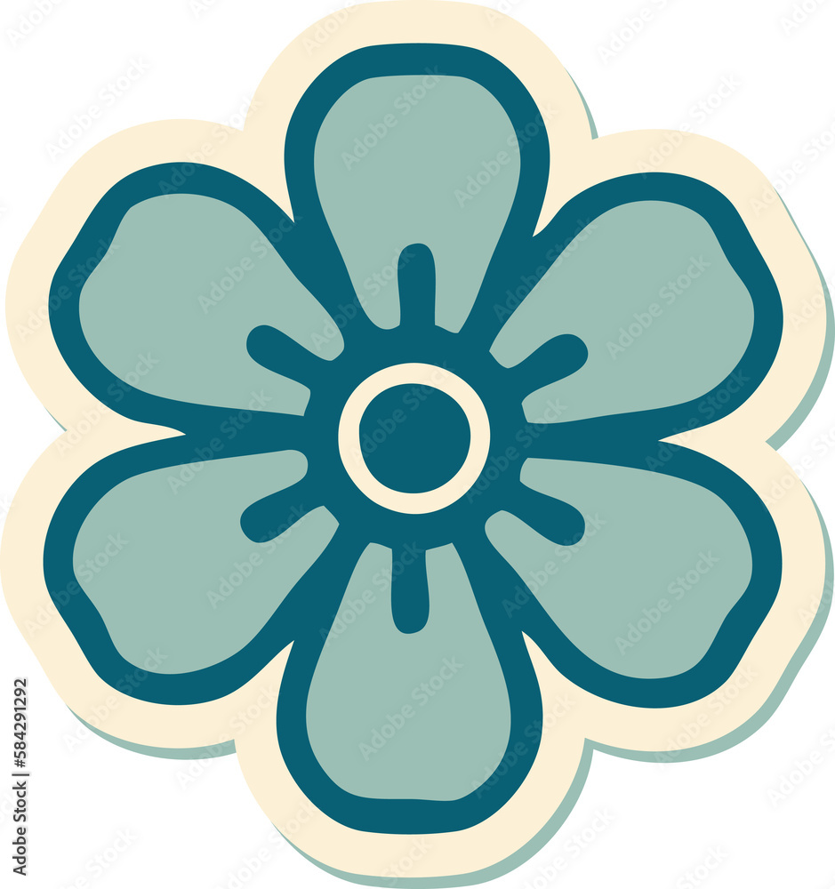 tattoo style sticker of a flower tattoo style sticker of a flower