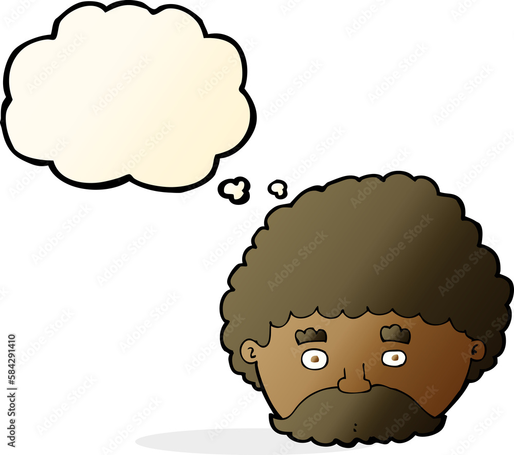 cartoon man with mustache with thought bubble cartoon man with mustache with thought bubble