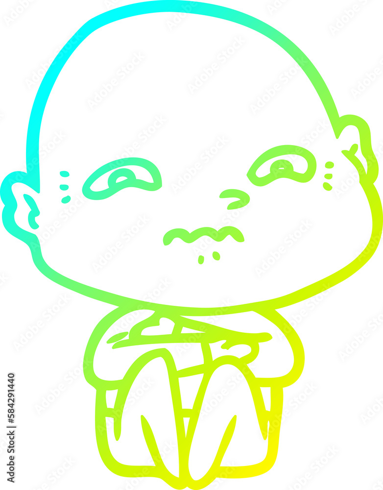 cold gradient line drawing cartoon nervous man cold gradient line drawing cartoon nervous man