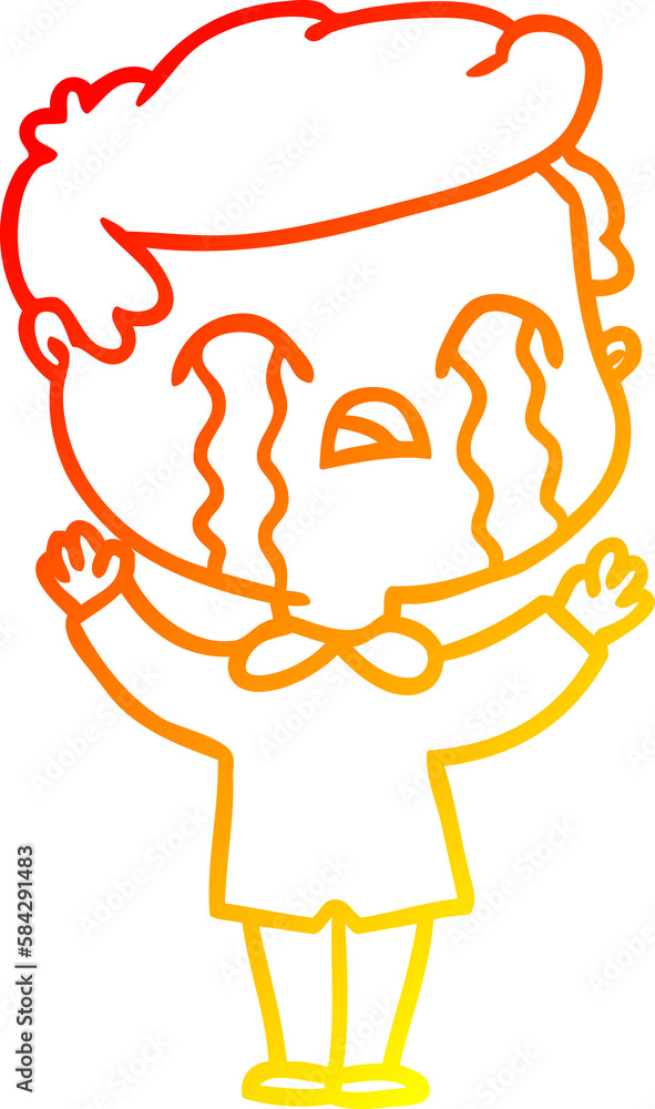 warm gradient line drawing cartoon man crying warm gradient line drawing cartoon man crying