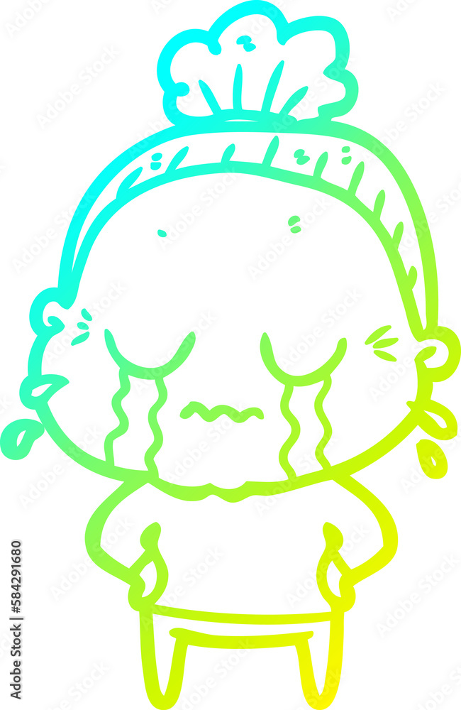 cold gradient line drawing cartoon crying old lady cold gradient line drawing cartoon crying old lady