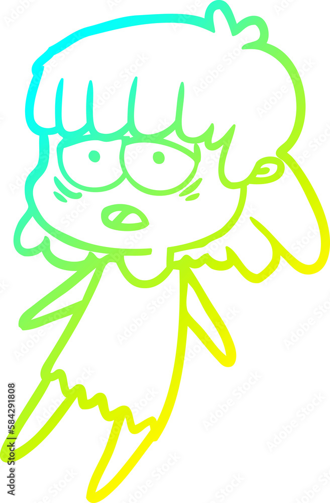 cold gradient line drawing cartoon tired woman cold gradient line drawing cartoon tired woman