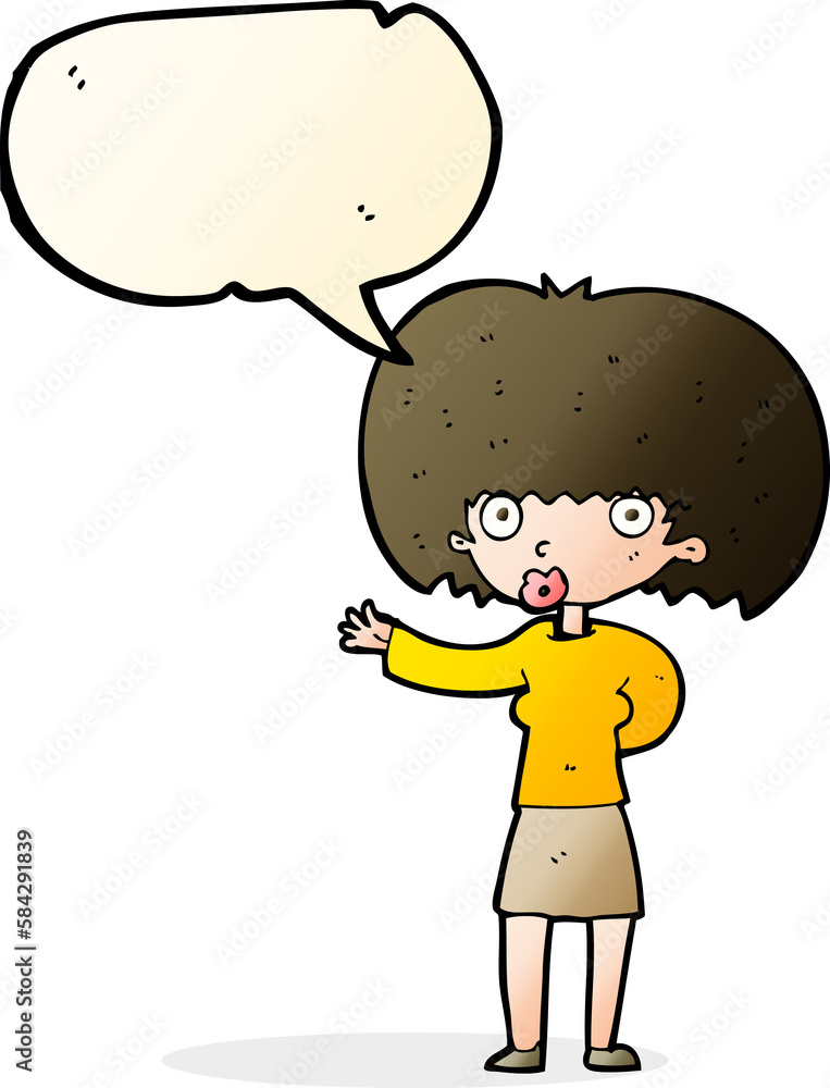 cartoon woman gesturing with speech bubble cartoon woman gesturing with speech bubble