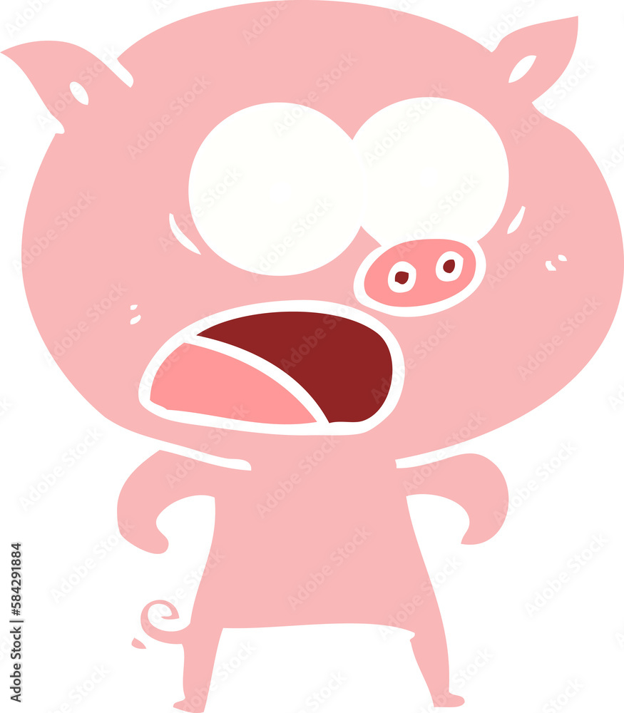 flat color style cartoon pig shouting flat color style cartoon pig shouting