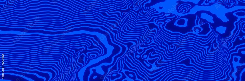 3D Blue contour layers. Futuristic data.