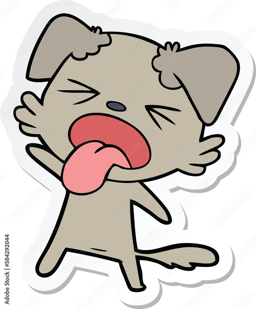 Obraz premium sticker of a cartoon disgusted dog