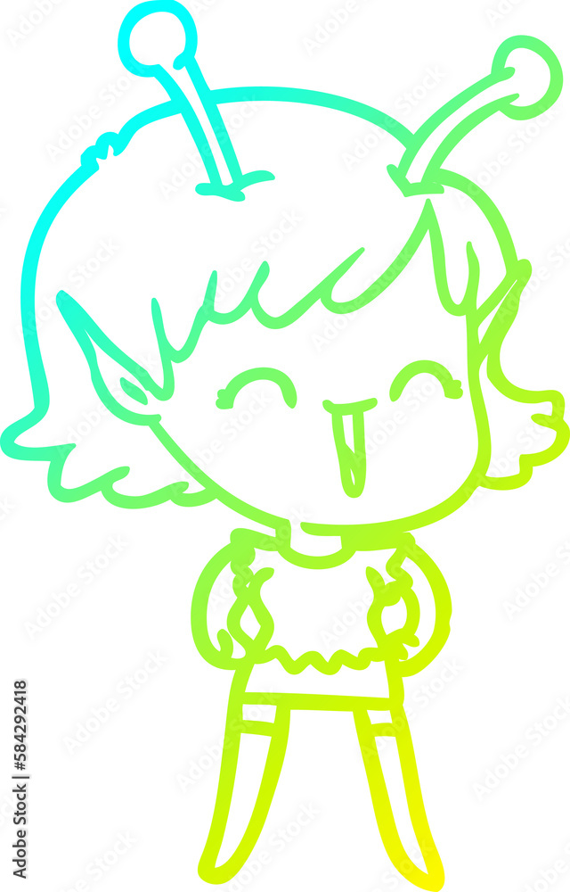 cold gradient line drawing cartoon alien girl laughing cold gradient line drawing cartoon alien girl laughing