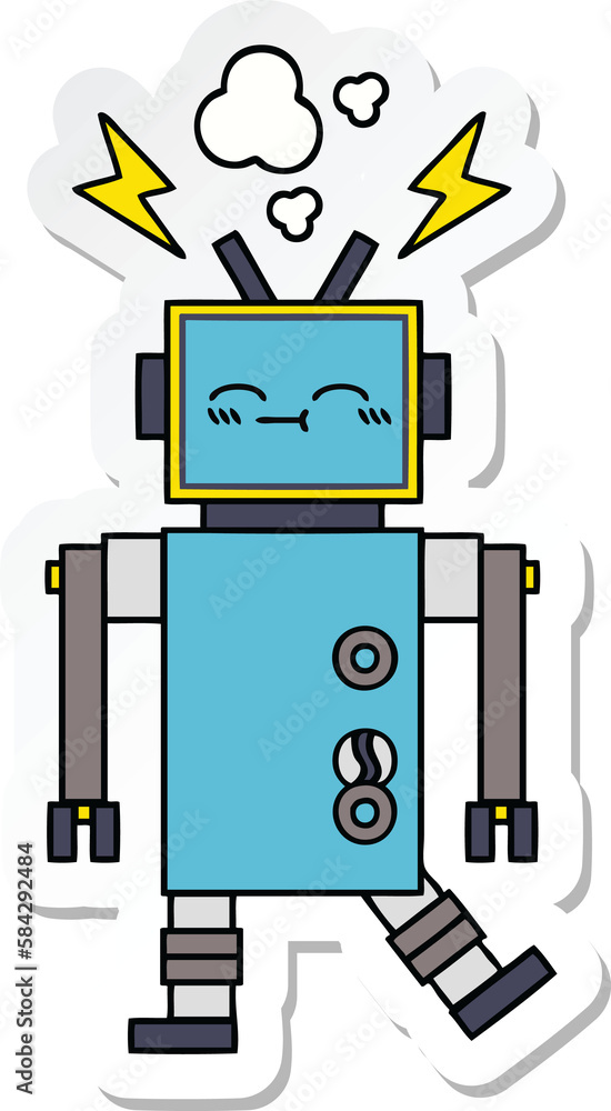 sticker of a cute cartoon robot sticker of a cute cartoon robot