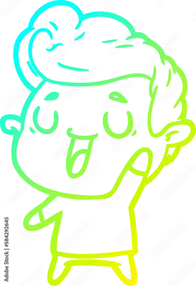 cold gradient line drawing happy cartoon man cold gradient line drawing happy cartoon man