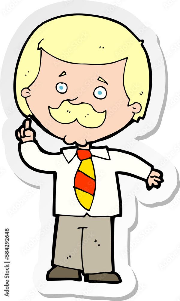 sticker of a cartoon newsreader man with idea sticker of a cartoon newsreader man with idea