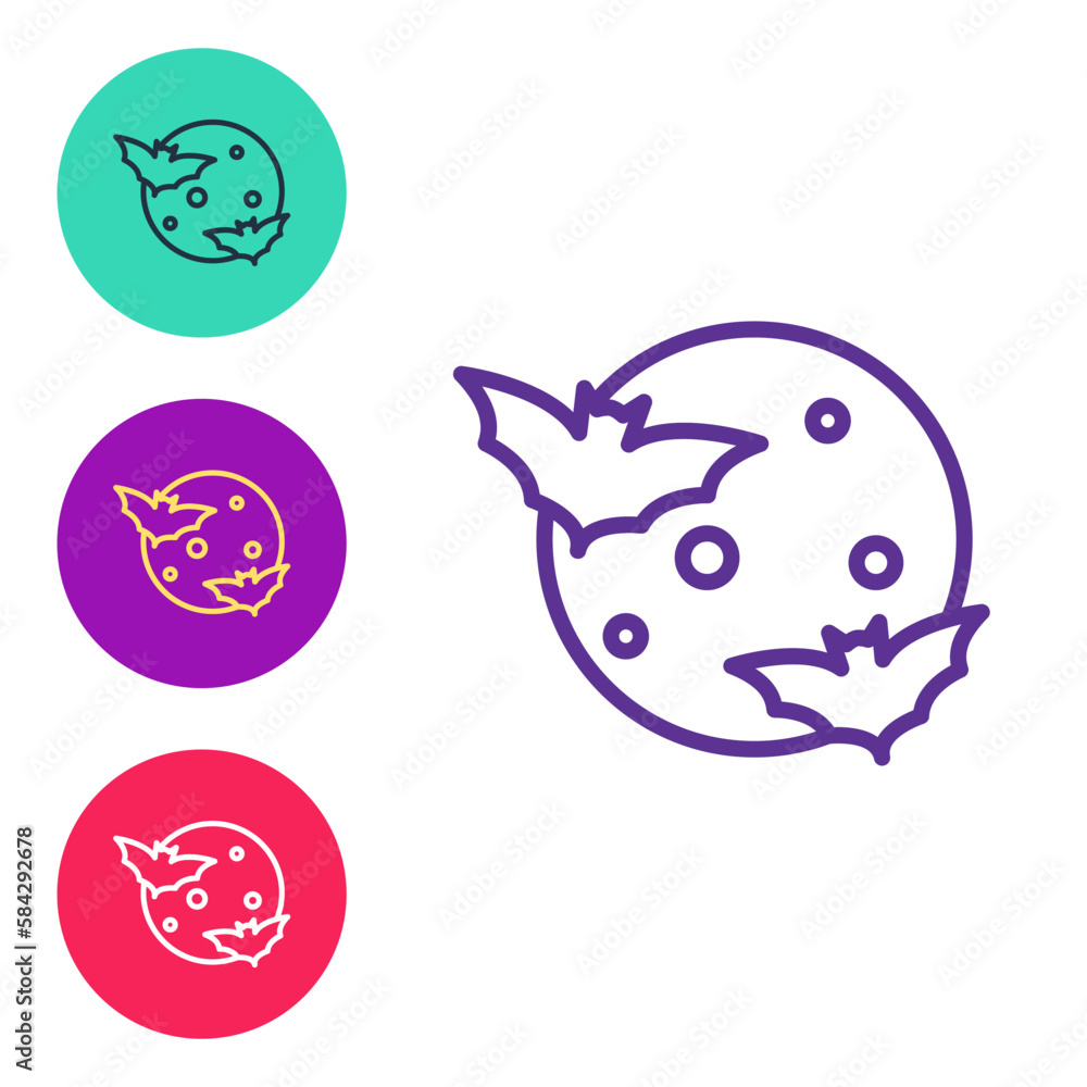 Set line Moon and stars icon isolated on white background. Cloudy night sign. Sleep dreams symbol. Full moon. Night or bed time sign. Set icons colorful. Vector Set line Moon and stars icon isolated on white background. Cloudy night sign. Sleep dreams symbol. Full moon. Night or bed time sign. Set icons colorful. Vector
